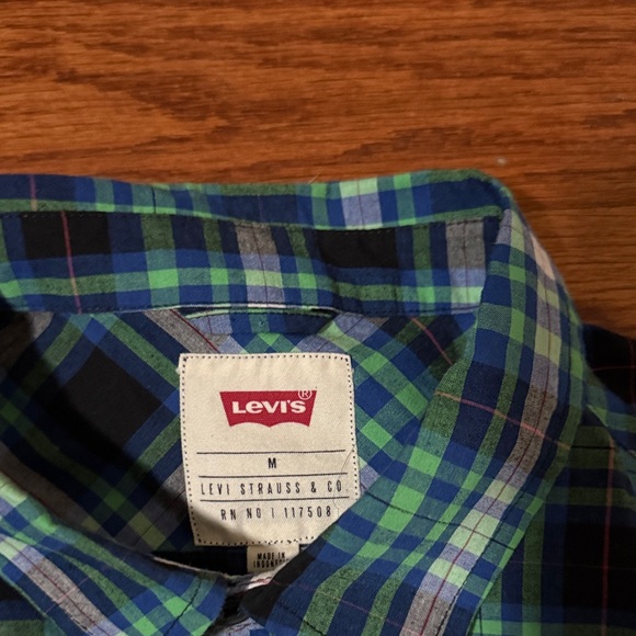 Levi's Men's Green and Blue Checkered Shirt - Picture 2 of 3